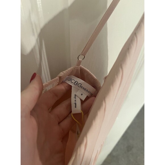 BCBGeneration Women's Pink Chiffon Lace Pleated Maxi Formal Gown Dress 8 NWT NEW - Picture 7 of 12